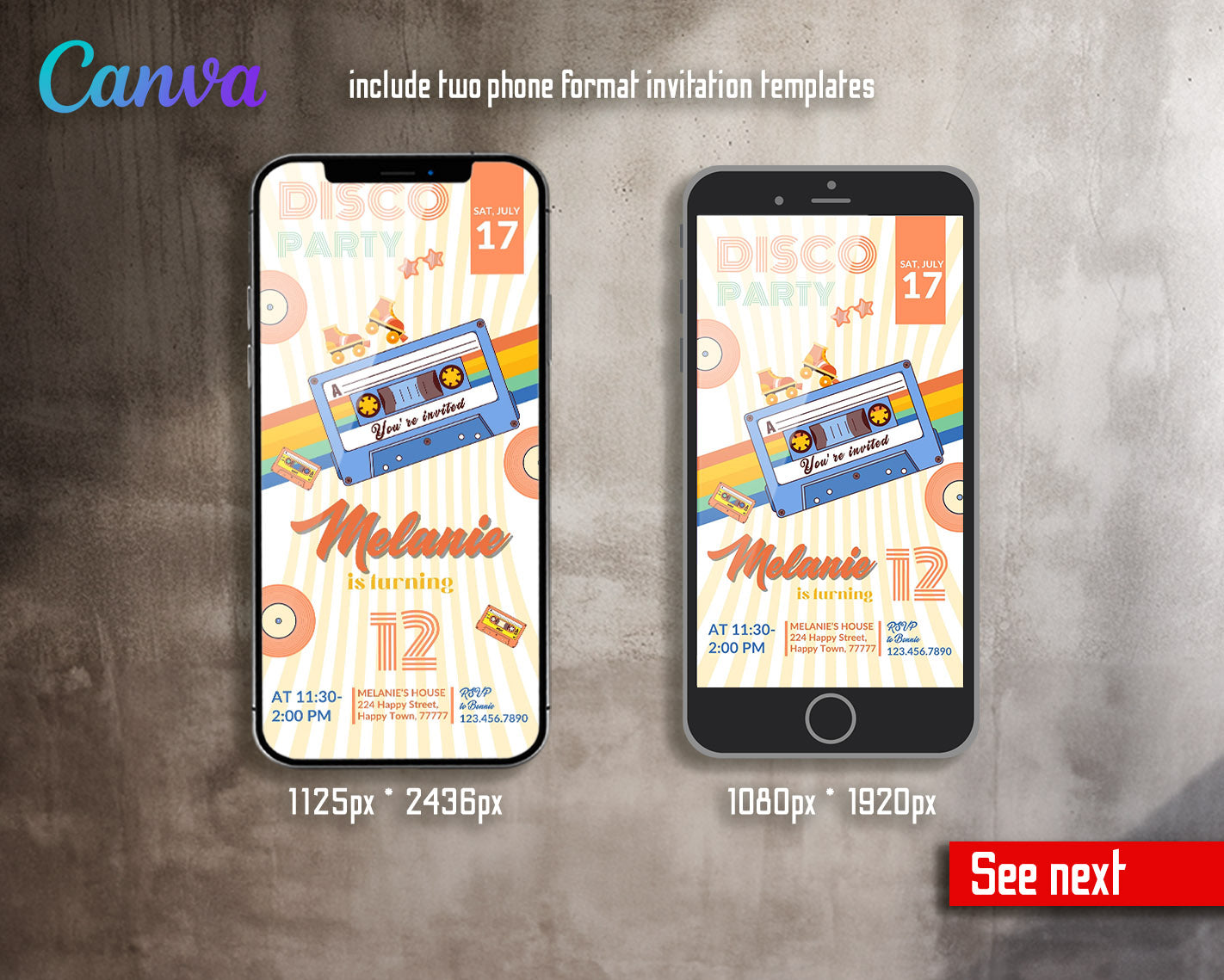 Disco Party 80th 90th  customizable invitation template | Share or Print |  | KN512