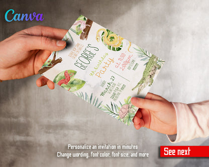 Reptile Lizard Snake customizable invitation template | Share or Print |  | UN073