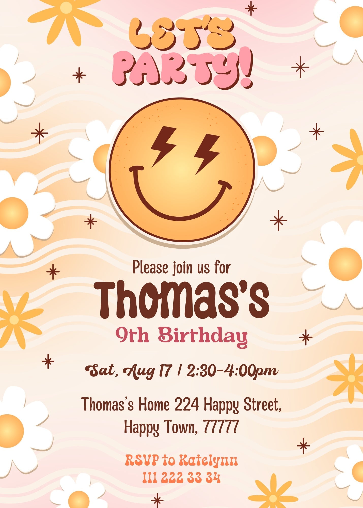 Smiley Face customizable invitation template | Share or Print |  | LB505