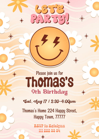 Smiley Face customizable invitation template | Share or Print |  | LB505