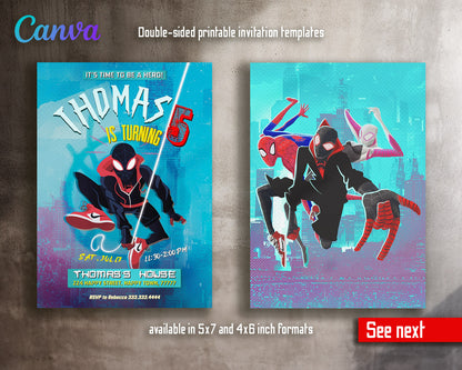 Spider Man Across the Spider-Verse customizable invitation template | Share or Print | boy | UZ034