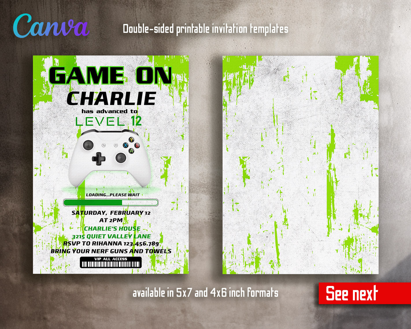 Gamer Party customizable invitation template | Share or Print | boy | MG587