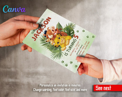 Lion King Simba customizable invitation template | Share or Print |  | LZ136