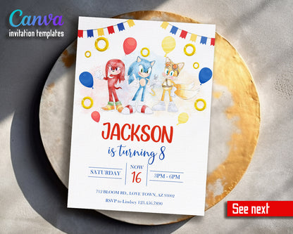 Sonic the Hedgehog customizable invitation template | Share or Print |  | SB147