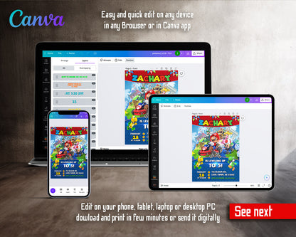 Mario Kart Gamer customizable invitation template | Share or Print | boy | YB591