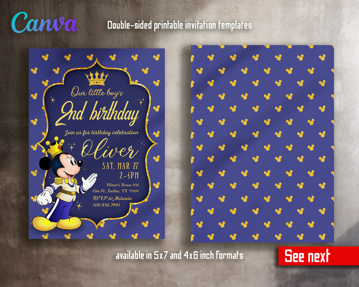 Mickey Mouse 2nd Birthday customizable invitation template | Share or Print |  | PW071