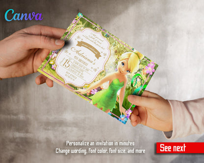 Tinker Bell Fairy Princess customizable invitation template | Share or Print | girl | XB799