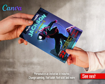 Spider Man Across the Spider-Verse customizable invitation template | Share or Print | boy | BH247