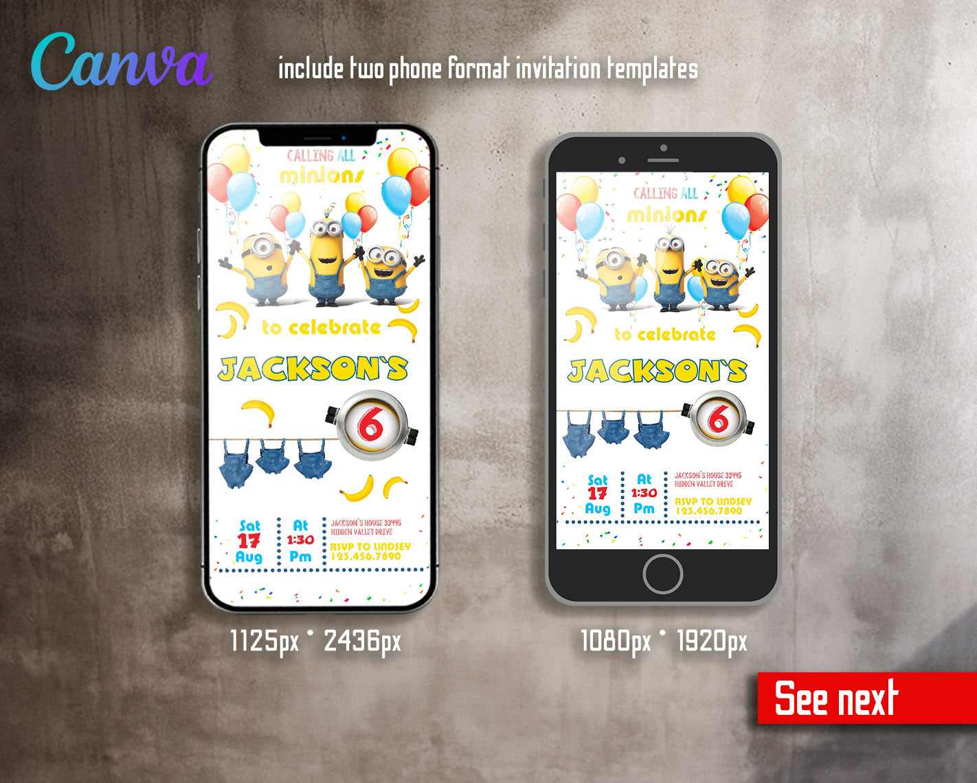 Minions Despicable Me customizable invitation template | Share or Print | | YM399