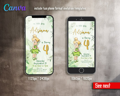Tinker Bell Fairy Princess customizable invitation template | Share or Print | girl | IN344
