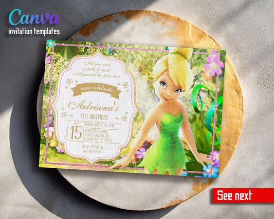 Tinker Bell Fairy Princess customizable invitation template | Share or Print | girl | XB799
