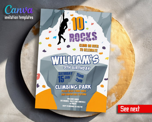 Rock Climbing  customizable invitation template | Share or Print |  | IA647