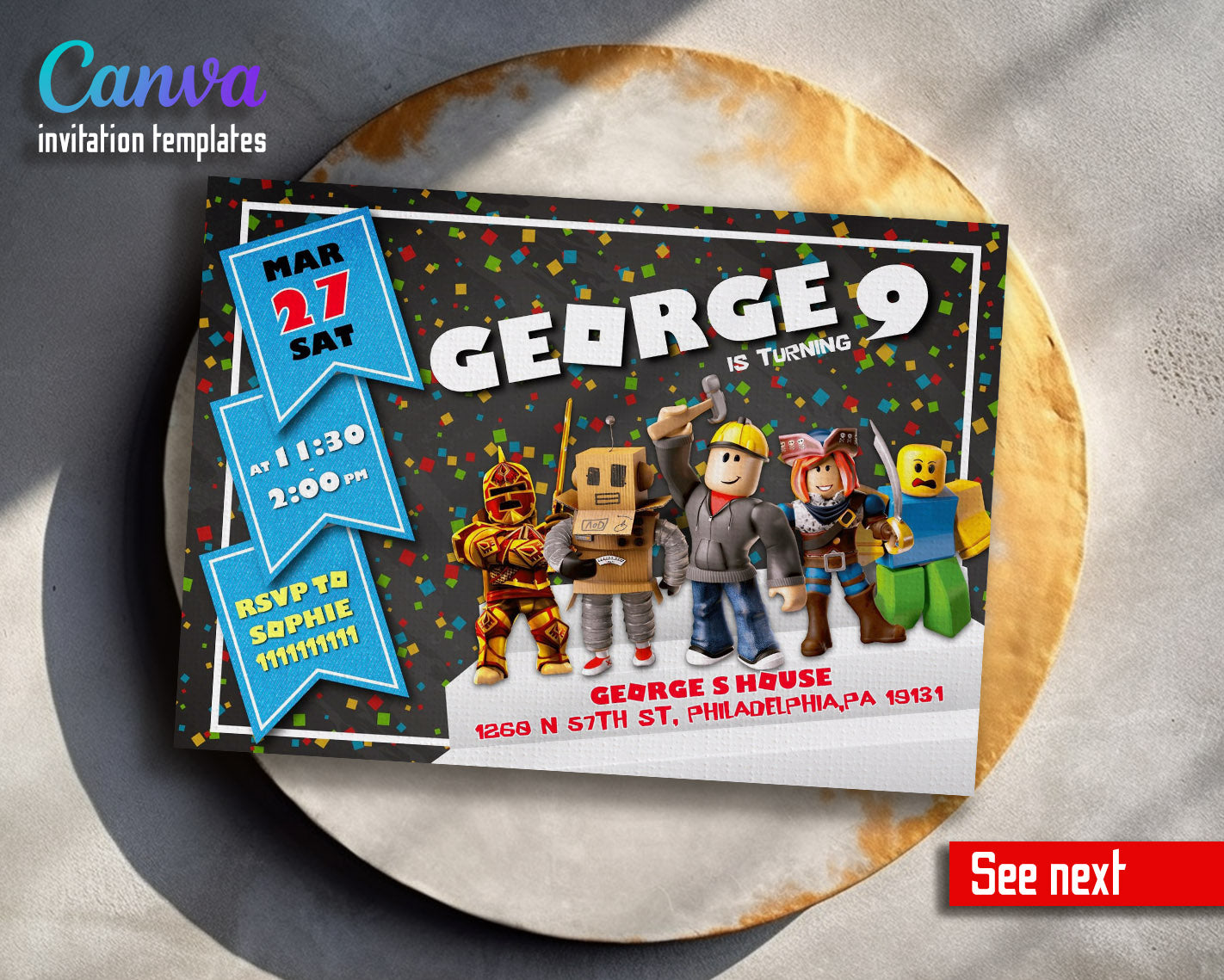 Roblox Gamer customizable invitation template | Share or Print | | GZ658