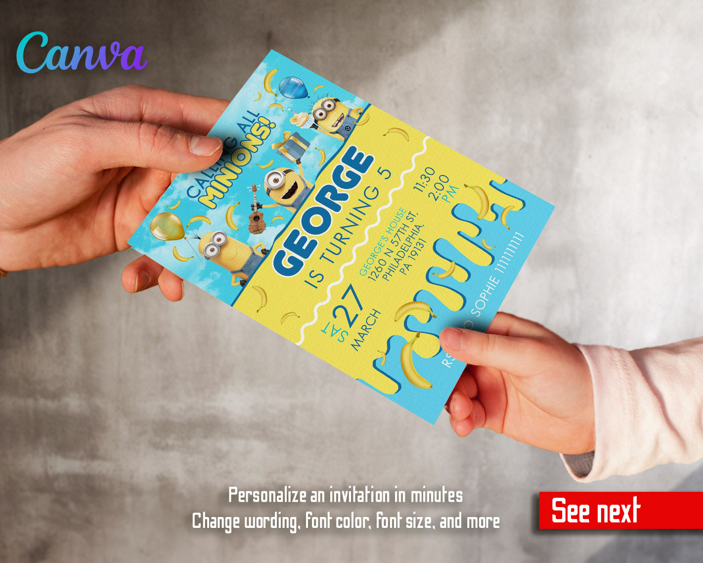 Minions Despicable Me customizable invitation template | Share or Print | | YF702