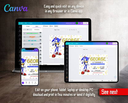 Sonic the Hedgehog customizable invitation template | Share or Print |  | YM323