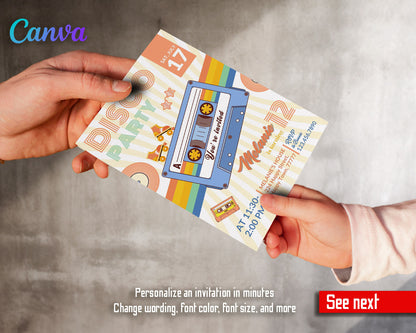 Disco Party 80th 90th  customizable invitation template | Share or Print |  | KN512