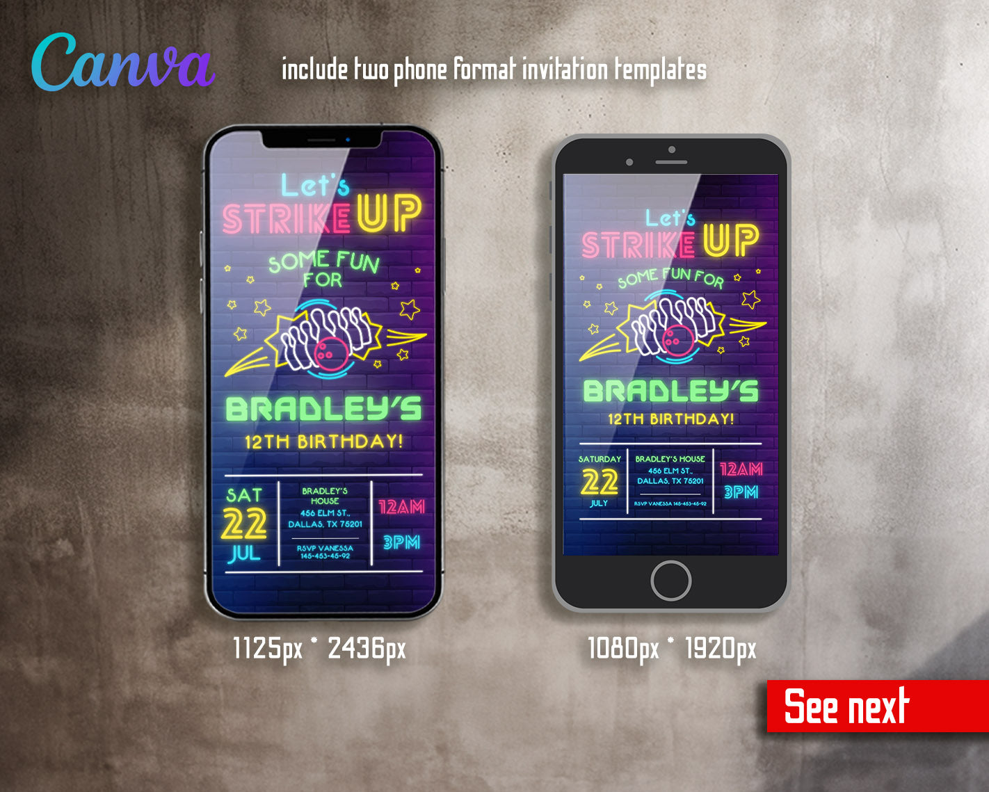 Bowling Strike Up customizable invitation template | Share or Print |  | CM614