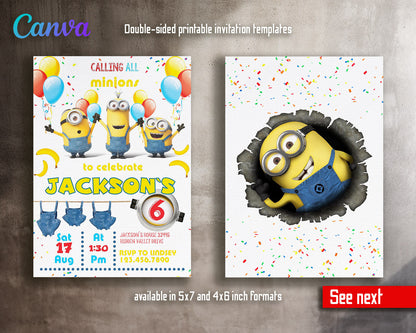 Minions Despicable Me customizable invitation template | Share or Print | | YM399