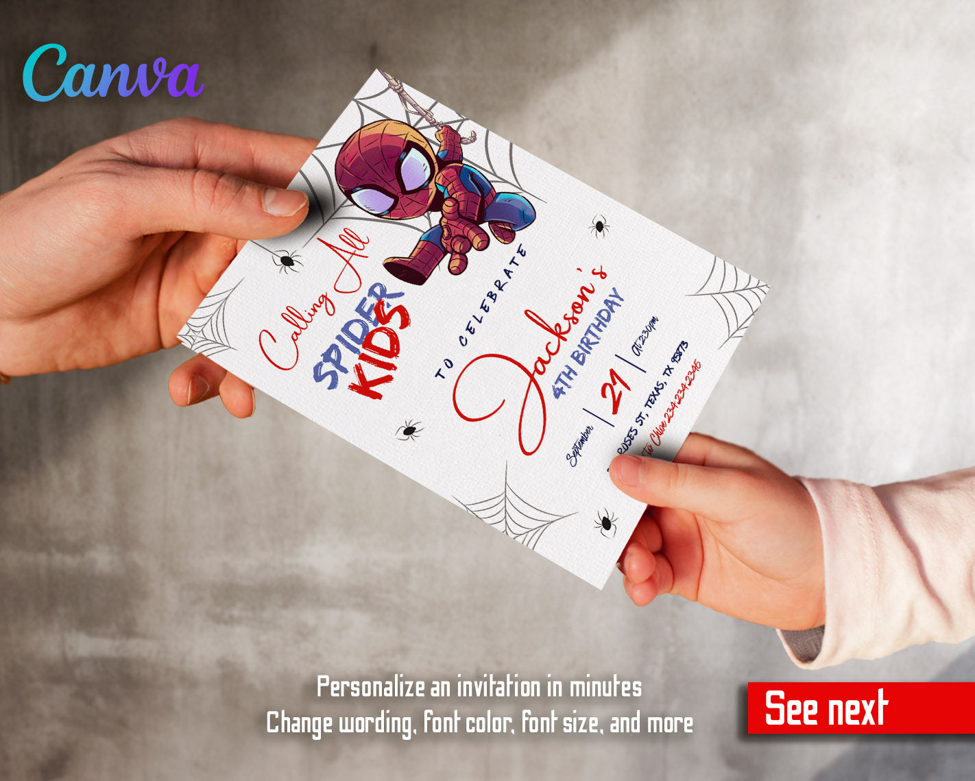 Spidey and His Amazing Friends customizable invitation template | Share or Print | boy | EE498