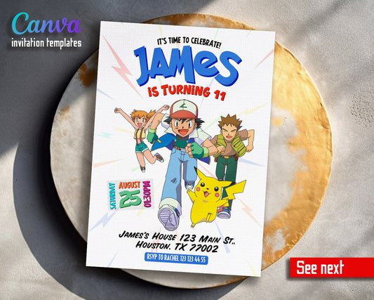 Pokemon Pikachu  customizable invitation template | Share or Print |  | SX803