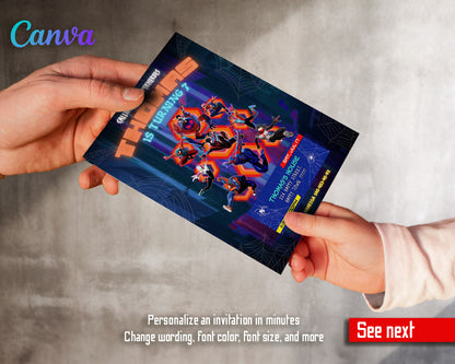 Spider Man Across the Spider-Verse customizable invitation template | Share or Print | boy | CL518