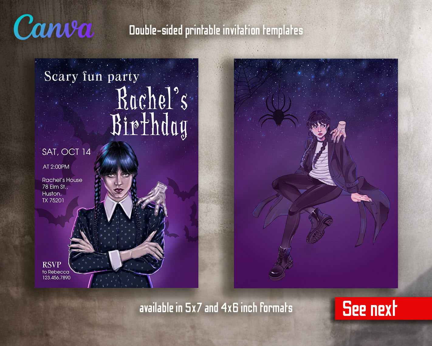 Wednesday Addams customizable invitation template | Share or Print | girl | CW993
