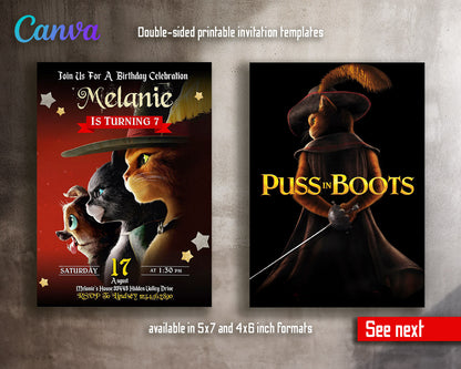Puss in Boots Cat Shrek customizable invitation template | Share or Print |  | RC733