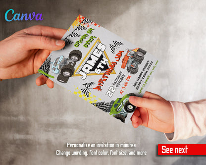 Monster Jam Monster Truck customizable invitation template | Share or Print | boy | GR646