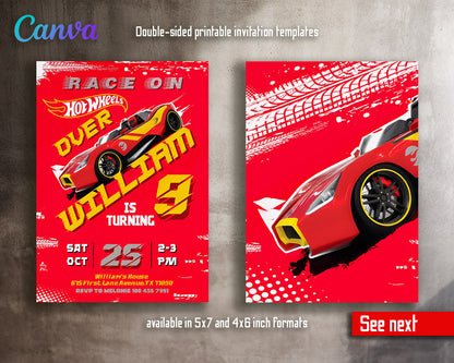 Hot Wheels Racing  customizable invitation template | Share or Print | boy | GD726