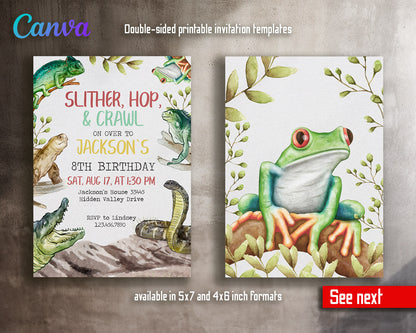 Reptile Lizard Snake customizable invitation template | Share or Print |  | AM912