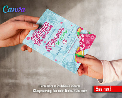 Barbie Pink  customizable invitation template | Share or Print | girl | CF488