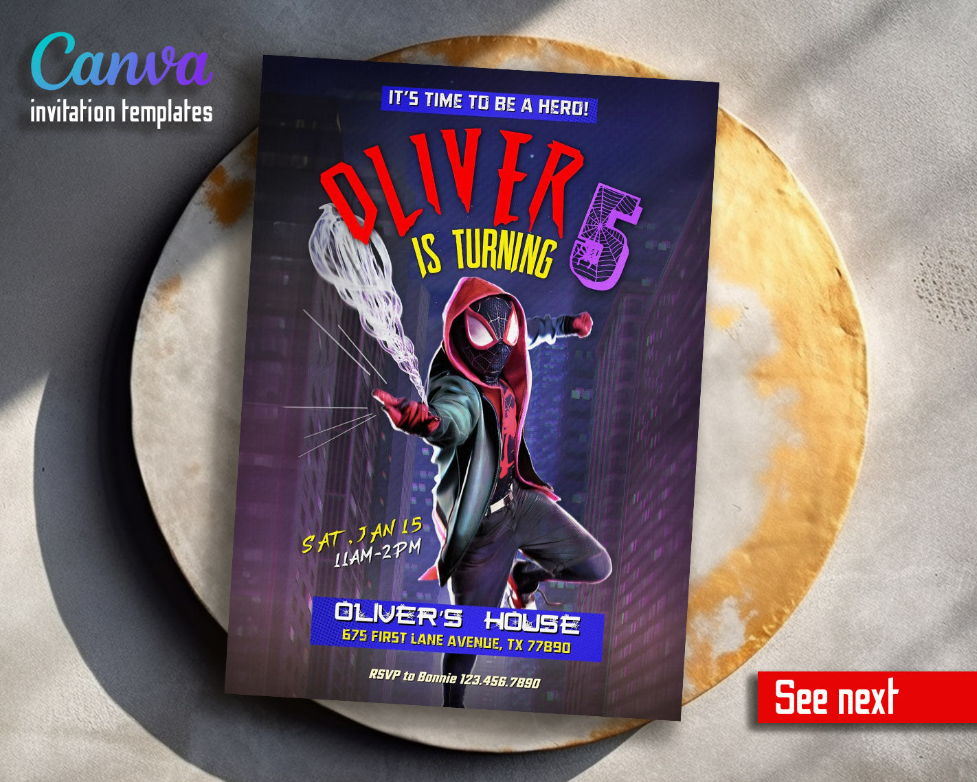 Spider Man Across the Spider-Verse customizable invitation template | Share or Print | boy | DP261