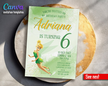 Tinker Bell Fairy Princess customizable invitation template | Share or Print | girl | CW397