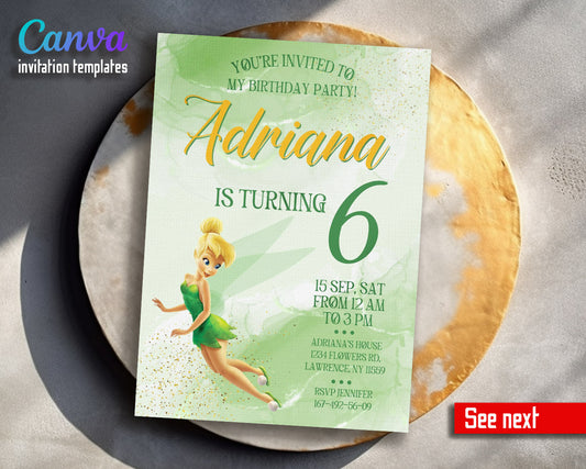 Tinker Bell Fairy Princess customizable invitation template | Share or Print | girl | CW397