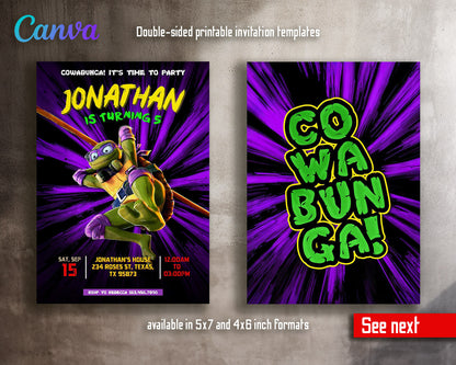 Teenage Mutant Ninja Turtles Mutant Mayhem customizable invitation template | Share or Print | boy | QH148