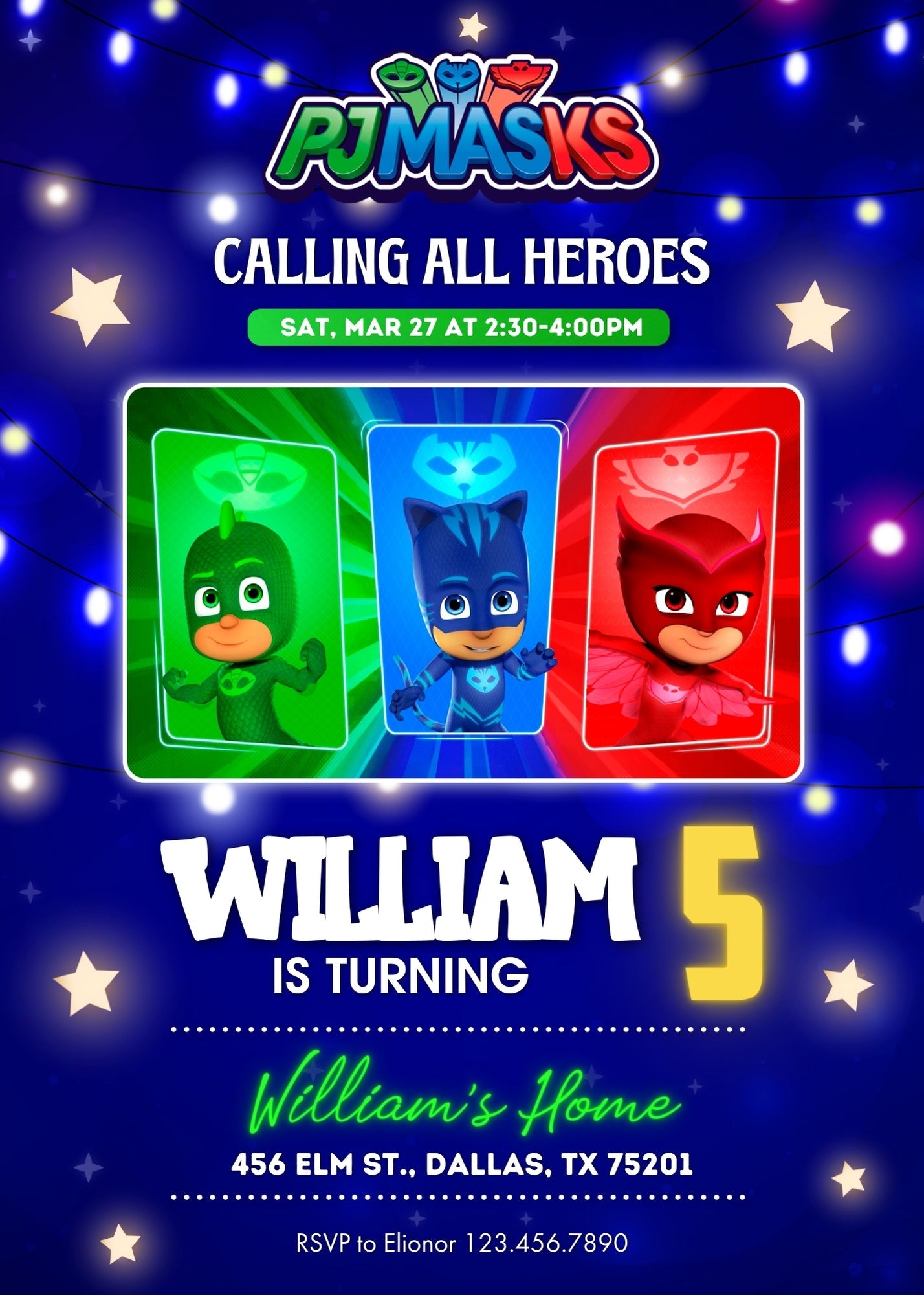 PJ Masks customizable invitation template | Share or Print | | NK075