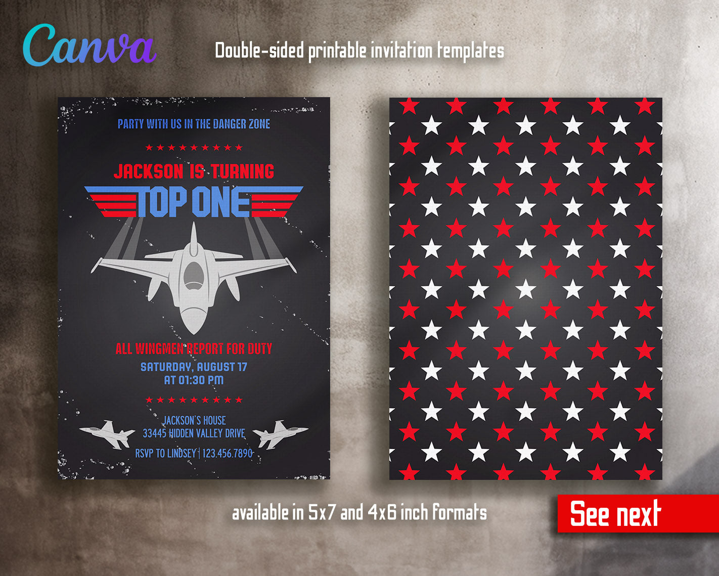 Top Gun One Jet Fighter customizable invitation template | Share or Print | boy | IN973