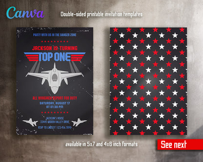 Top Gun One Jet Fighter customizable invitation template | Share or Print | boy | IN973
