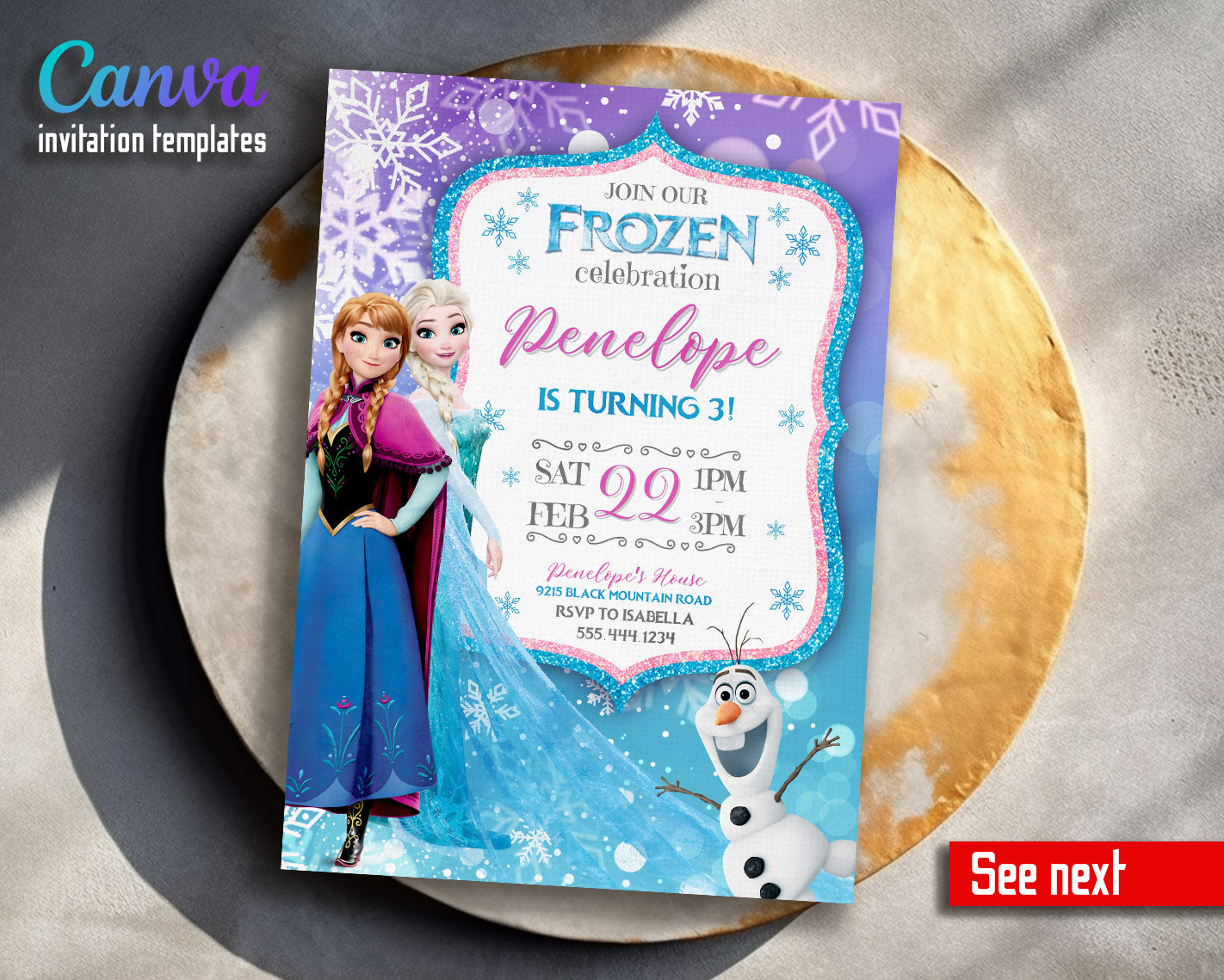 Frozen Elsa customizable invitation template | Share or Print – Templaterio