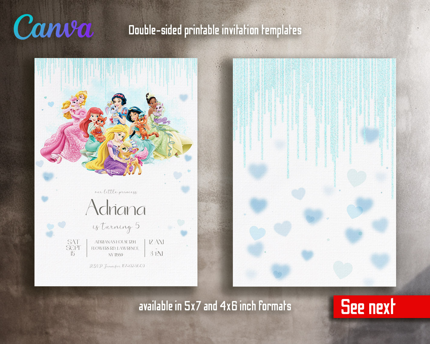 Disney Princess  customizable invitation template | Share or Print | girl | NJ663