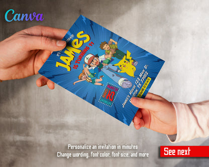 Pokemon Pikachu  customizable invitation template | Share or Print |  | KM722