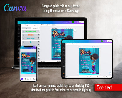 Karma's World customizable invitation template | Share or Print | girl | TQ907