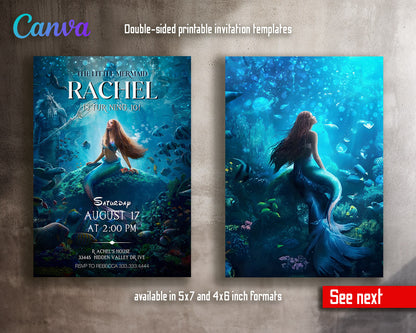 The Little Mermaid Ariel customizable invitation template | Share or Print | girl | PI337