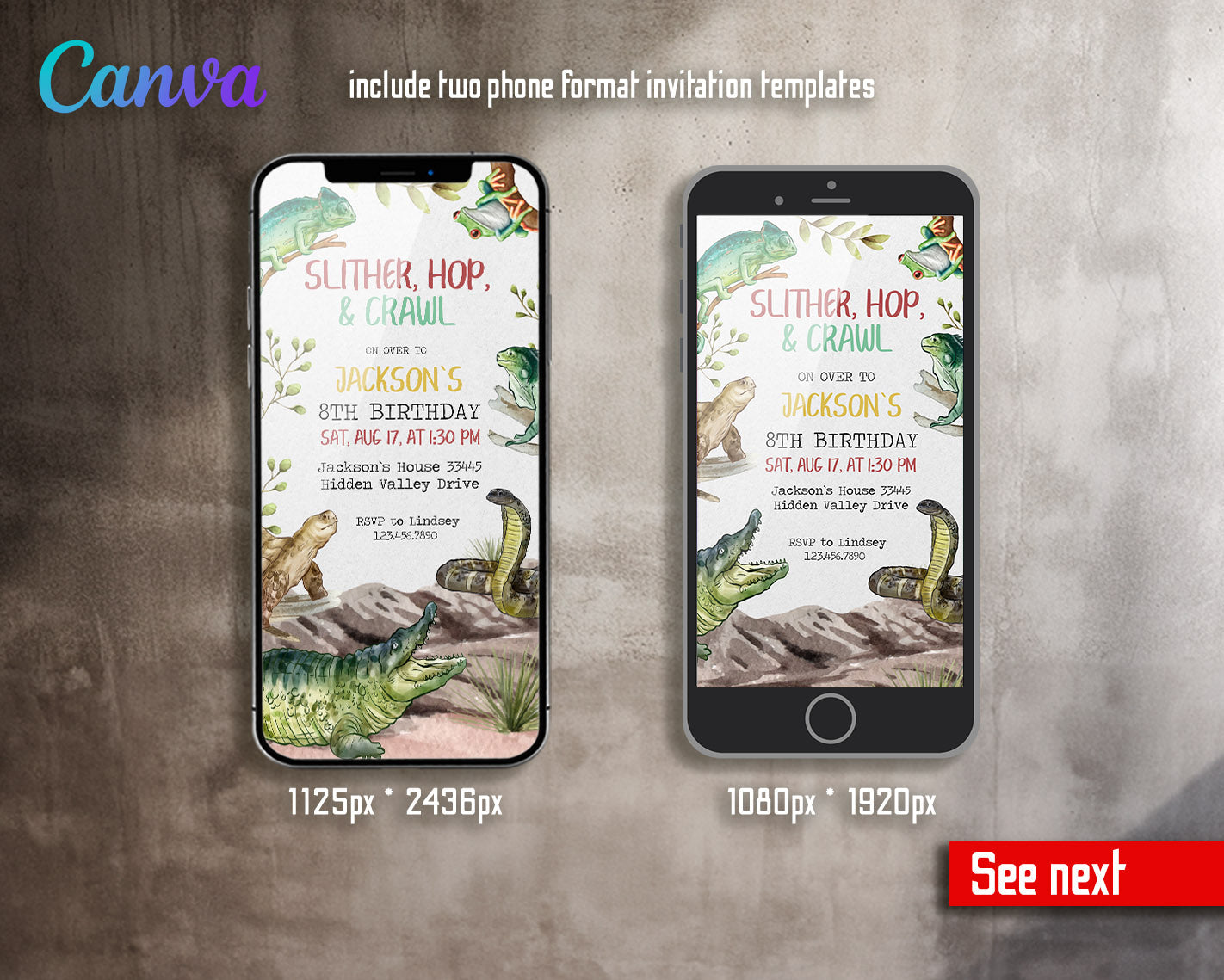 Reptile Lizard Snake customizable invitation template | Share or Print |  | AM912