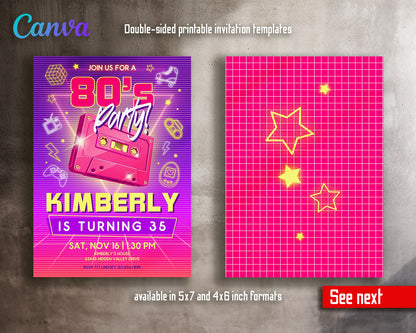 80th Eightieth Party Disco customizable invitation template | Share or Print |  | PN866