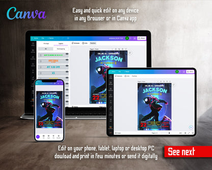 Spider Man Across the Spider-Verse customizable invitation template | Share or Print | boy | BH247