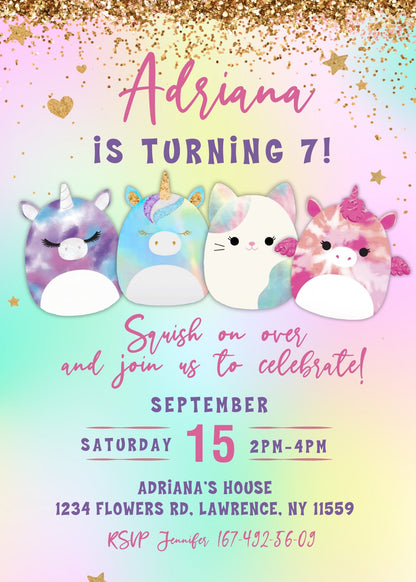 Squishmallows customizable invitation template | Share or Print |  | VN044