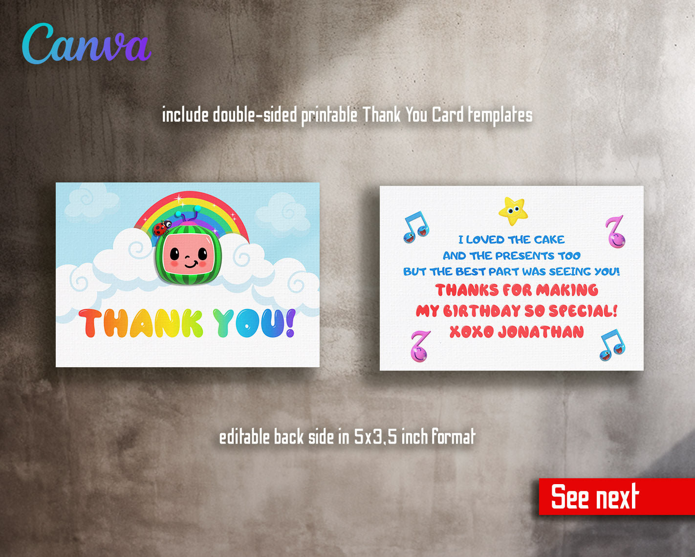 Cocomelon  customizable invitation template | Share or Print |  | TJ523