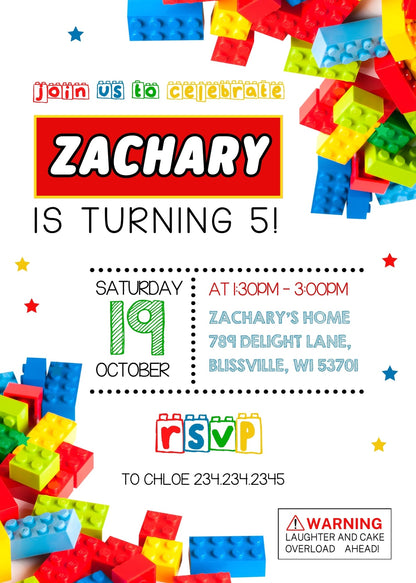 Lego customizable invitation template | Share or Print |  | PV651