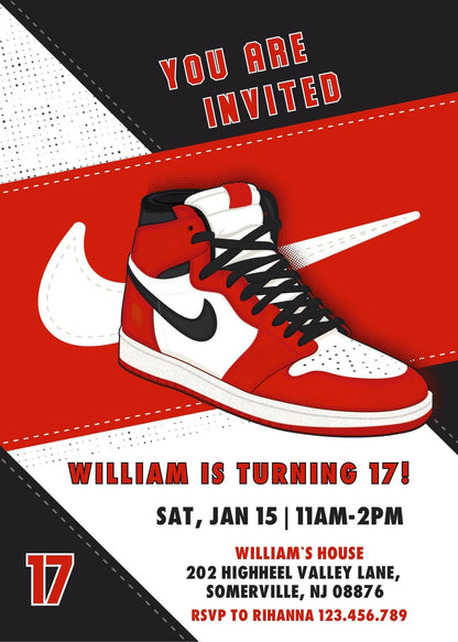 Sneaker Ball Air Jordan Nike customizable invite template | instant download | Share or Print | FA897
